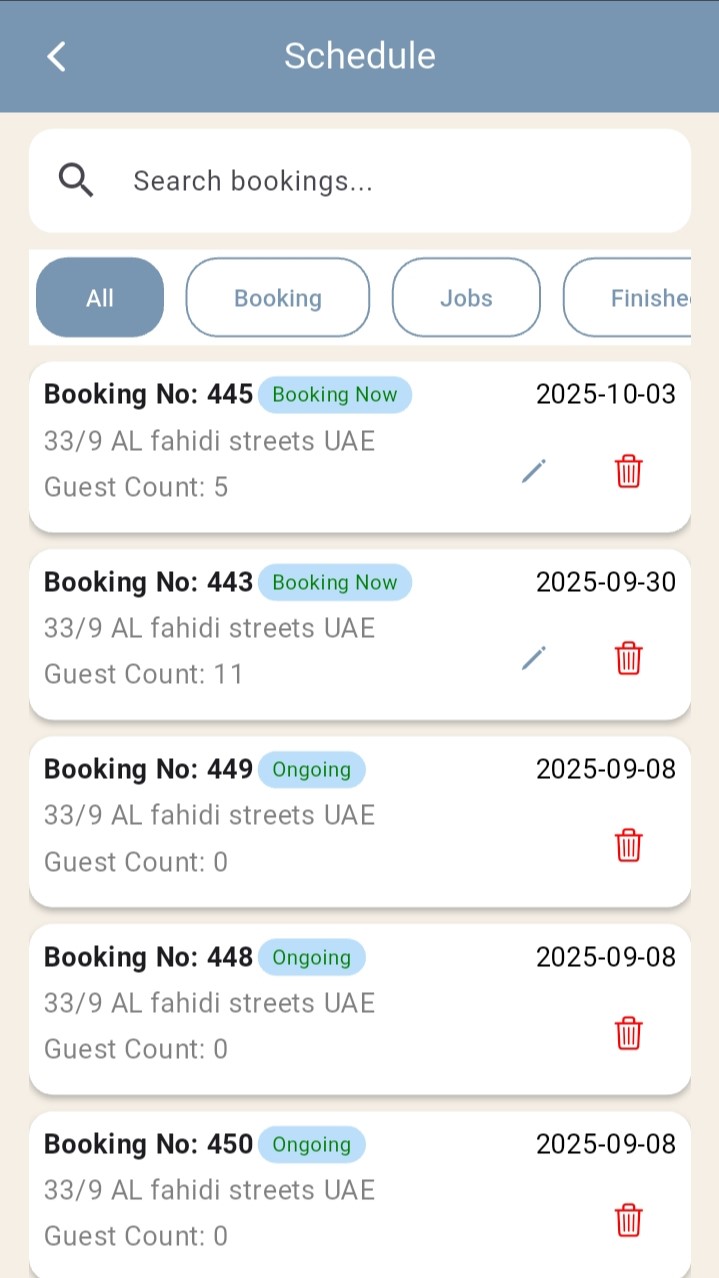 MaidSquad App Screen - Booking services